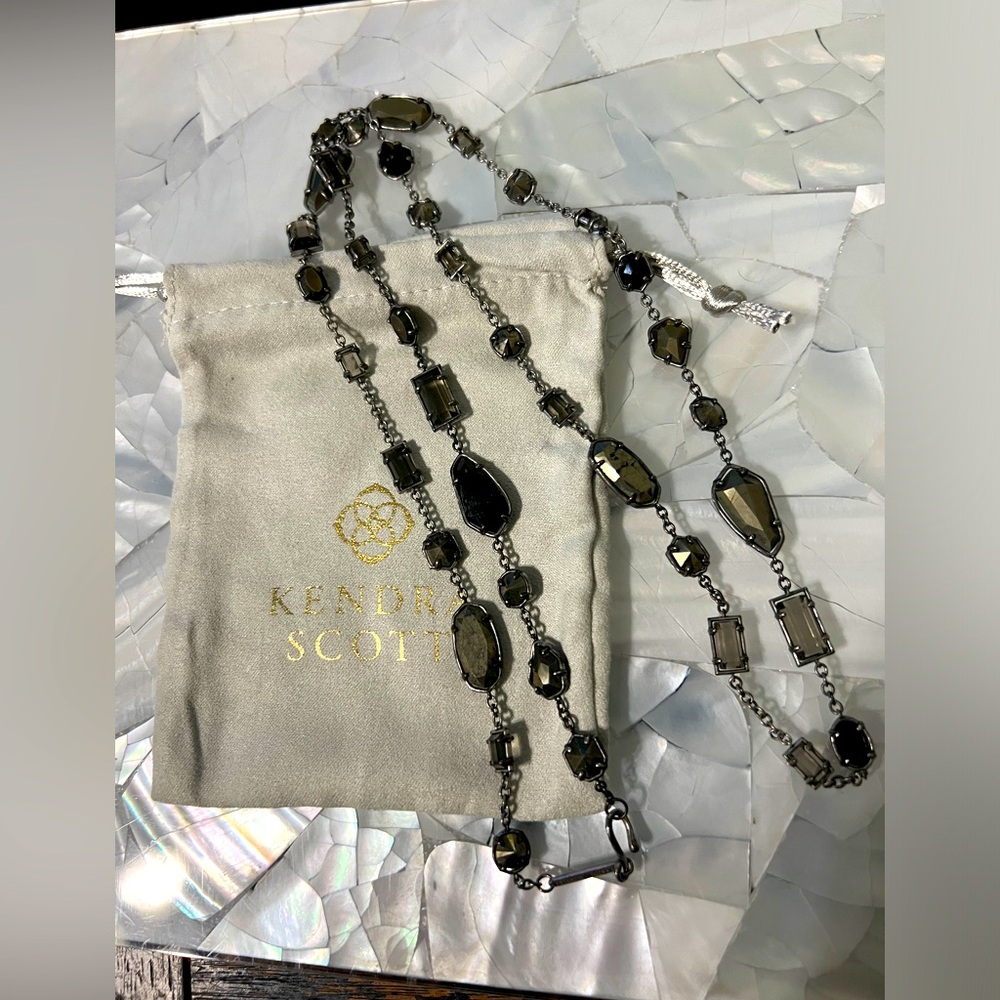 Kendra Scott Joann Necklace in Antique Silver and Pyrite mix